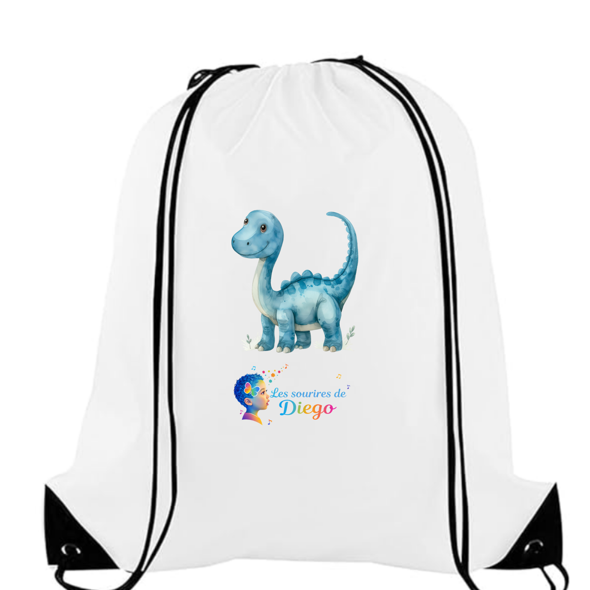 Sac à cordon Dino Bleu